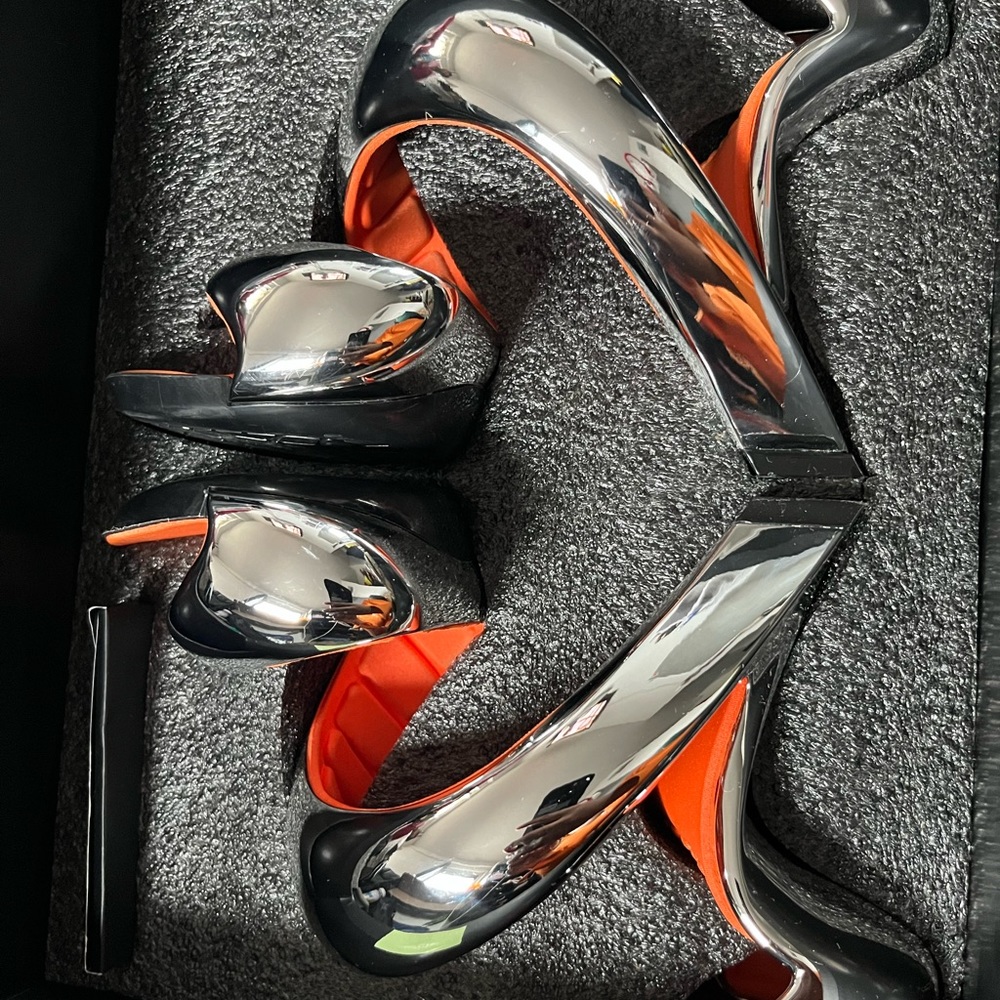 Julian Hakes Mojito Heels (Orange + Chrome)